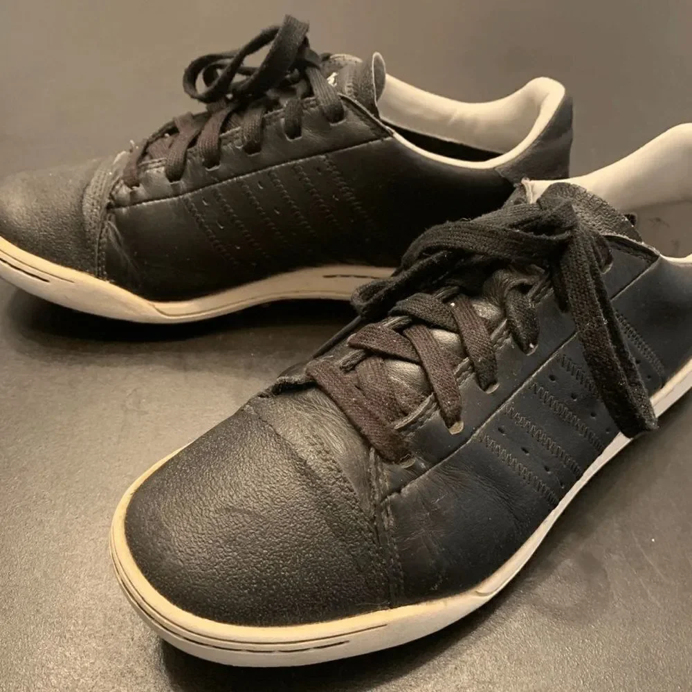 Adidas Men's Leather Lace Up Low Profile Golf Sneaker Shoes Black  Size 8